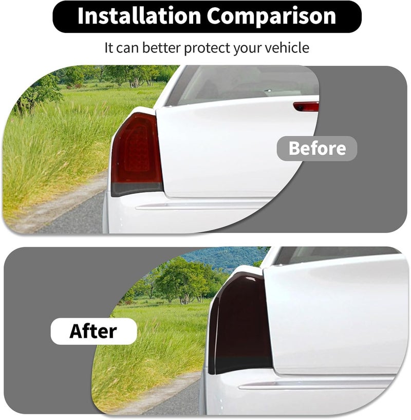 HTHE Tail Light Taillight Guard Cover Fit for Chrysler 300 300C 2015+, Rear Light Cover Exterior Accessories,Smoked Black - Image 4